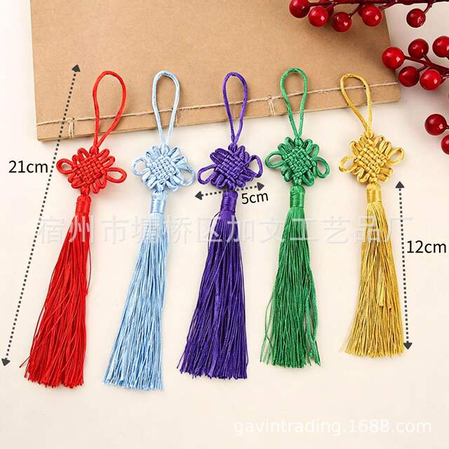 Small Red Six-Square Knot Chinese Knot Pendant, Small Hanging Ornament Chinese Knot Tassel, Prosperity Knot Special Gift detail 3
