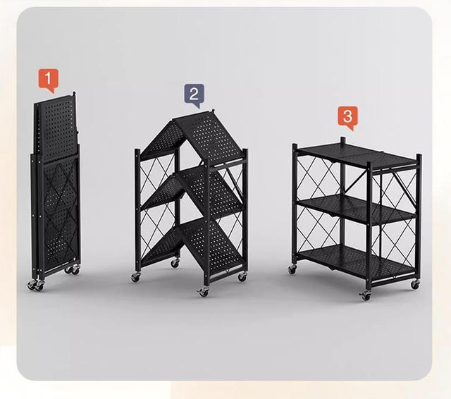 Installation-Free Movable Folding Storage Rack for Home Living Room and Study, Simple Multi-Layer Storage Shelf detail 7