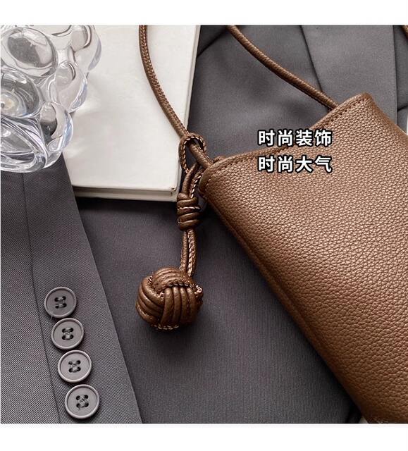 Versatile Literary and Artistic Small Fresh Small Ball Pendant Super Popular Crossbody Mobile Phone Bag Soft Leather Cute Mini Small Bag for Women detail 7