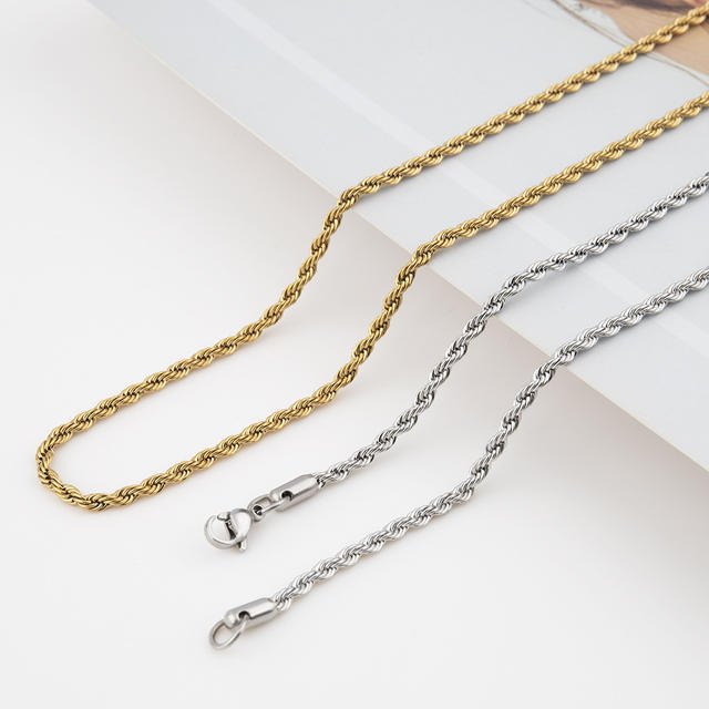 Stainless Steel Twist Chain Vacuum Color Retention Electroplating Non-Fading Gold Necklace Titanium Steel Hip-Hop Men's Chain Chain detail 10