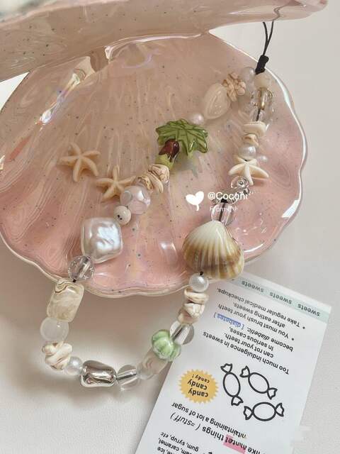 Summer Shell Fresh Phone Charm DIY Beaded Ccd Chain Charm Camera Lanyard Wrist Strap