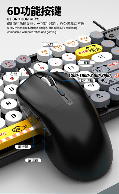 Viper K2 wired keyboard and mouse suit desktop computer notebook all-in-one home office color matching keyboard detail 9