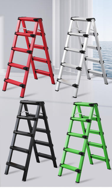 Aluminum Alloy Reporter Ladder, Foldable Indoor Staircase, Portable on Both Sides, Multi-Functional Household Step Ladder, Engineering Ladder Stool detail 11