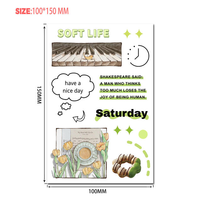 7 Pieces of 10*15cm Film-cut Stickers Korean ins Collage Material Weekly Record Diary Decoration Cross-border Wholesale detail 2