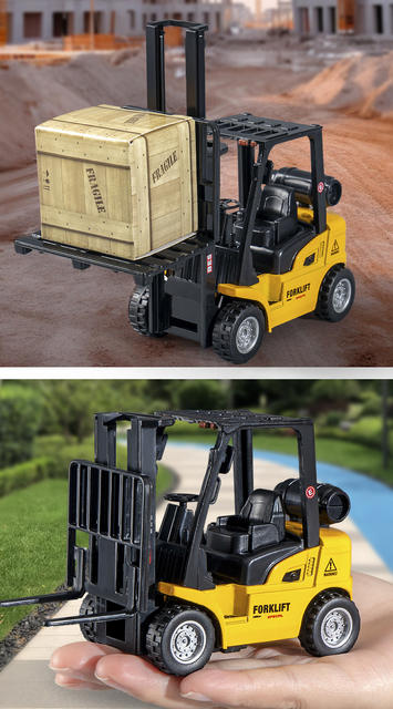 Engineering Vehicle Children's Toy Forklift Boy Alloy Toy Car Simulation Mini Pull-Back Toy Construction Engineering Forklift detail 9