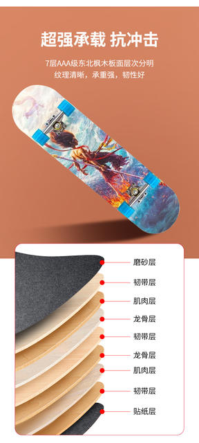 New style Nezha 2 skateboard beginner children teenagers boys and girls double upturned professional version four-wheel flash scooter detail 3