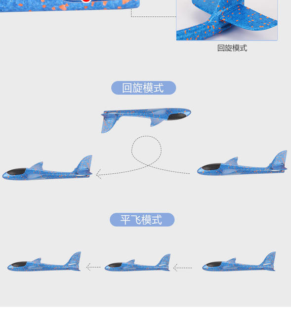 Large Hand Throwing Plane Toy Luminous Outdoor Gliding Plane Kids Whirl Throwing Gliding Foam Plane Model detail 4