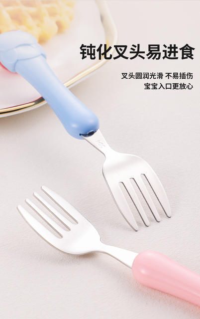 304 food grade children's portable tableware suit baby food supplement infant training spoon fork gift wholesale detail 6