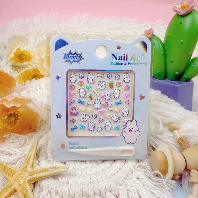 New 3D cartoon cute children's nail stickers waterproof nail stickers uv relief three-dimensional little girl nail stickers detail 4