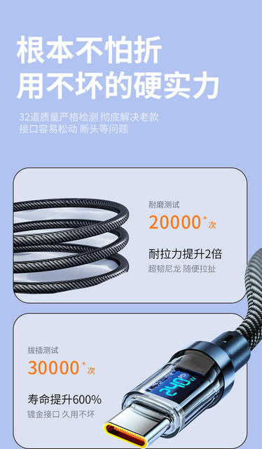 Extended Smart Pd Digital Display Data Cable Suitable for Huawei Xiaomi Apple 15 Honor 120W Super Fast Charging Charging Cable detail 10