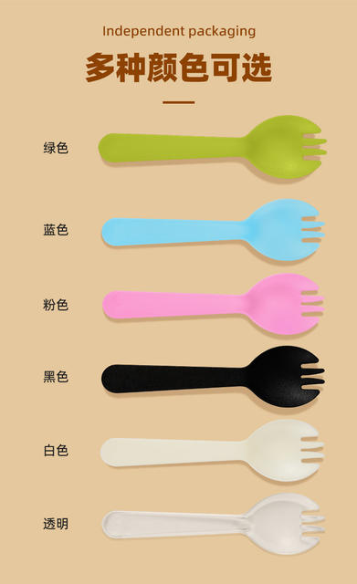 Spoon Disposable Separate Packaging Thickened Plastic Ice Cream Modern Simple Dessert Fork Small Cake Fork Spoon detail 4