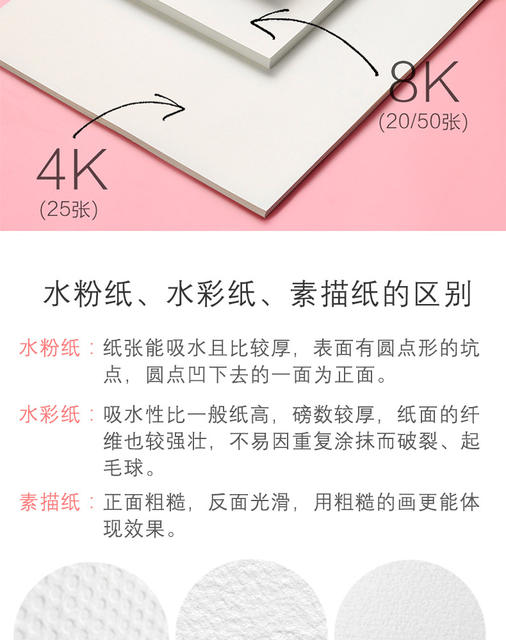 Art sketch paper drawing paper thick 4K four open watercolor paper gouache paper A4 color lead drawing paper special Book 8K eight detail 5