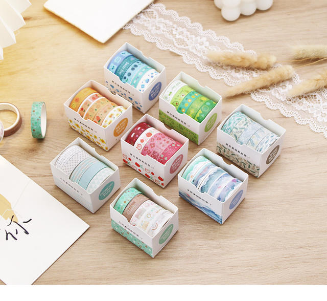 Mori watercolor and paper tape set 5 involved in creative geometric pattern Basic students diy stationery hand account tape detail 4