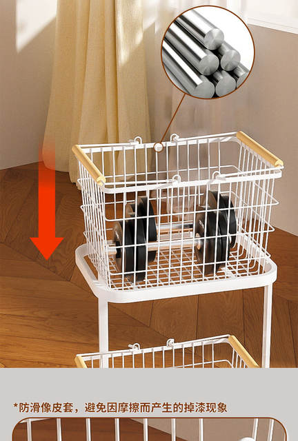 Cross-Border Direct Supply Dirty Clothes Basket Household Partition Laundry Dirty Clothes Basket Multi-Layer Storage Basket Universal Wheel High-End Iron Art detail 10