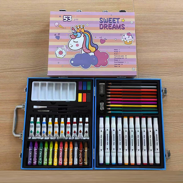 Children's Painting Watercolor Pen Set 53 Pieces Children's Day Gift Art Supplies Crayons Colored Pencils Oil Pastels detail 6