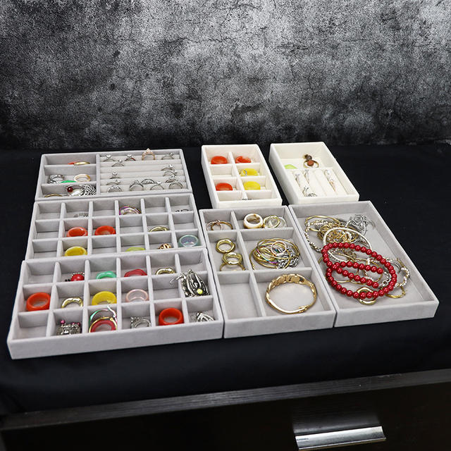 Simple Flannel Ring Box Jewelry Box Earrings Earrings Jewelry Storage Box Drawer Dustproof Jewelry Box Display Box detail 10
