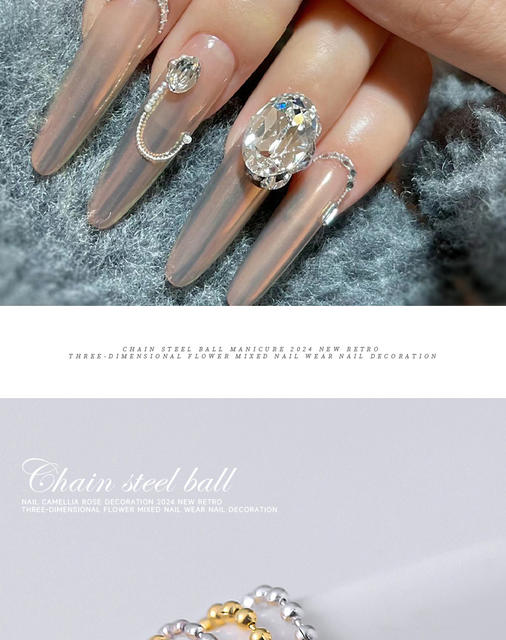 Japanese Nail Art Chain Gold and Silver Small Steel Ball Thin Chain Internet Popular Metal Jewelry Nail Accessories Nail Art Jewelry detail 6
