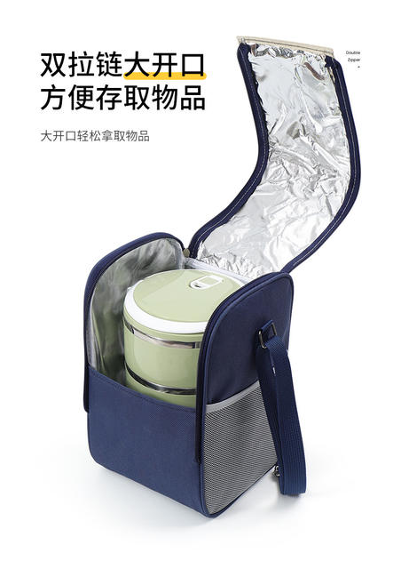 Lunch Box Bag Square Large Opening Insulation Bag to Bring Rice to Work Handbag Aluminum Foil Thickeneded Insulation Bag Student Lunch Bag detail 6