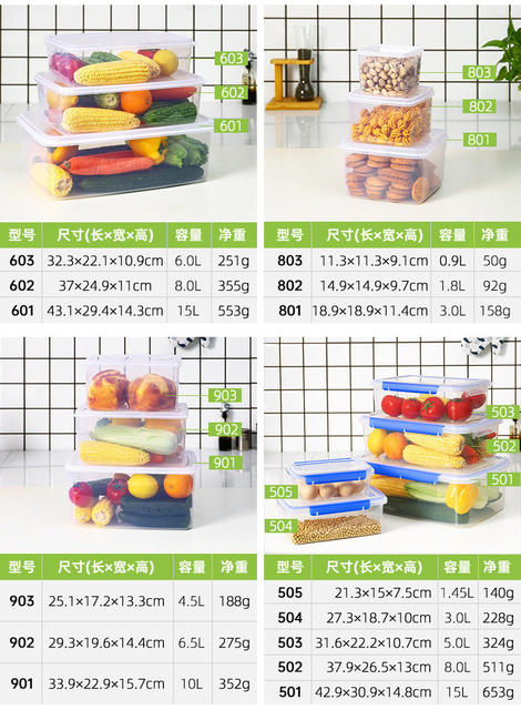 Crisper Box Rectangular Food Grade Thickened Transparent Plastic Sealed Box Refrigerator Storage Box Large Capacity Commercial with Lid detail 7