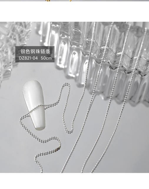 Japanese Nail Art Chain Gold and Silver Small Steel Ball Thin Chain Internet Popular Metal Jewelry Nail Accessories Nail Art Jewelry detail 12