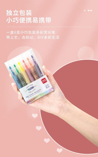 Deli Highlighter Fluorescent Marker Student Marker Color Stroke Key Hand Account Special Pen Multicolor Department detail 10