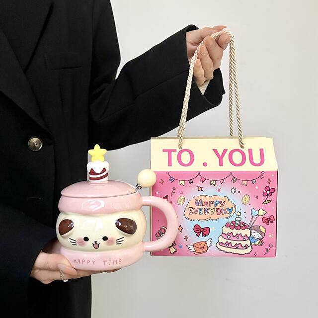High Yan Value Girl's Heart Birthday Gift Piggy Cup for Male and Female Friends Couple Sisters Children's Gift Accompanying Gift detail 2