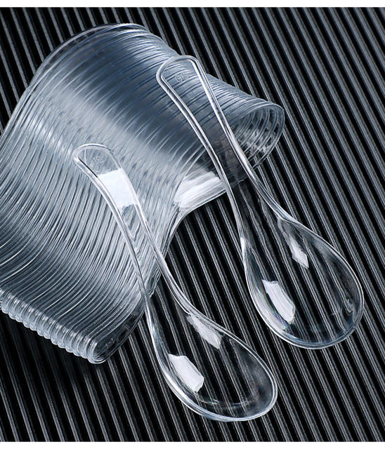 Disposable Spoons Individually Packaged Plastic Thickeneded Bibimbap Spoon Transparent Takeaway Commercial Crystal Dessert Spoon Wholesale detail 4