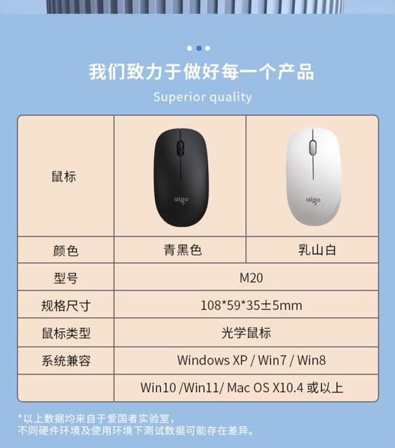 Aig0 M20 Wireless Mouse Optical Mouse Smart Sleep Mode Stylish Simple Matte Finish for Home and Office Use detail 2