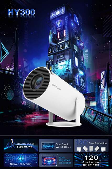 hy300pro Projector Home 4K Portable LCD Ultra High Definition Living Room Wall Throw Wireless Same Screen detail 1