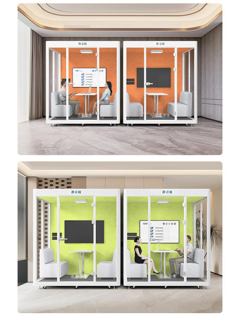 Xinjiayin Mobile Silent Cabin Conference Room Soundproof Room Indoor Negotiation Cabin Three-Sided Glass Soundproof Pod Office detail 8
