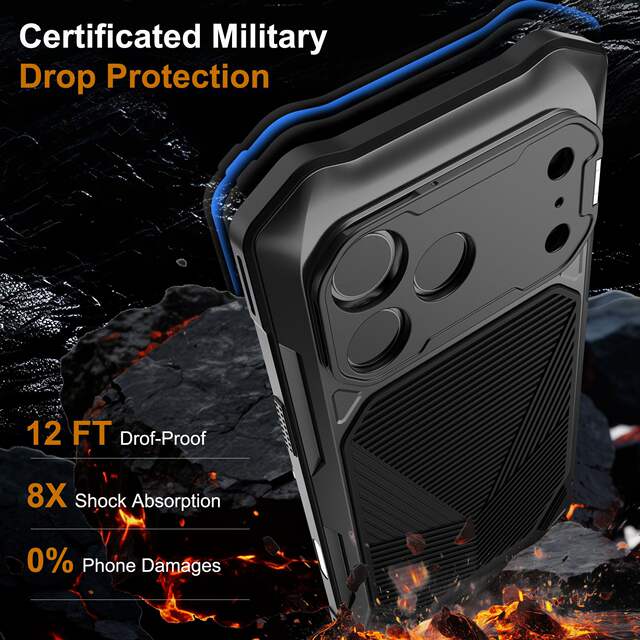Suitable for Apple 17Promax Anti-Fall Mobile Phone Case, Full-Cover Metal Stand, Iphone18Pm Magnetic Mobile Phone Case detail 1