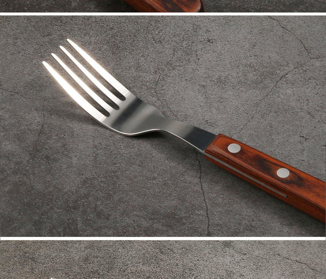 In-Stock Western-Style Knife and Fork Stainless Steel Cutlery Set Brazilian Steak Knife with Colorful Wooden Handle Steak Knife and Fork Cross-Border detail 4