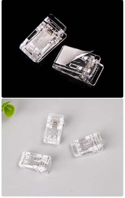 Acrylic clip stationery accessories plastic clip transparent small clip with glue file ass clip hand account PP clip diy detail 8