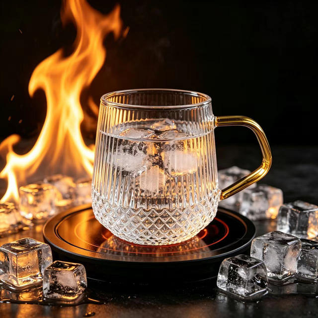 Ins-Style High Borosilicate Glass Cup with Handle, Vertical Stripe Tea Cup, Heat-Resistant Household Coffee Cup, Light Luxury Water Cup, Drinking Cup detail 5