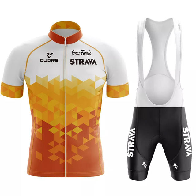 2024 Cycling Clothing Strava Tour De France Road Bike Short Sleeve Set for Mountain Bike Races detail 6