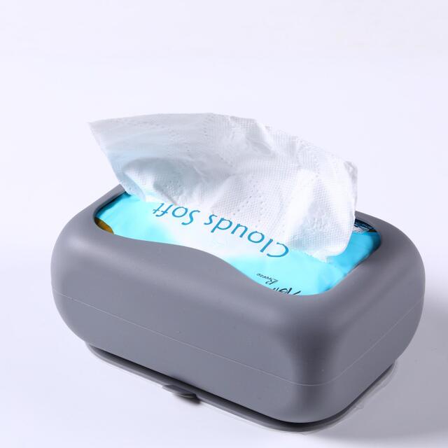 Suction Cup Tissue Box Silicone Creative Bedroom Coffee Table Adsorption Napkin Storage Box Living Room Car Soft Paper Box detail 9