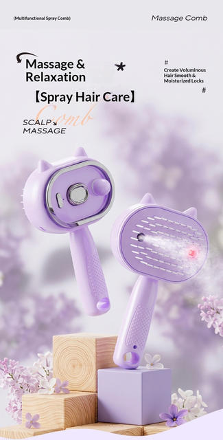 Electric Spray Airbag Massage Comb for Massaging Scalp and Hair Roots, Moisturizing and Smoothing Hair, Pet Comb detail 3