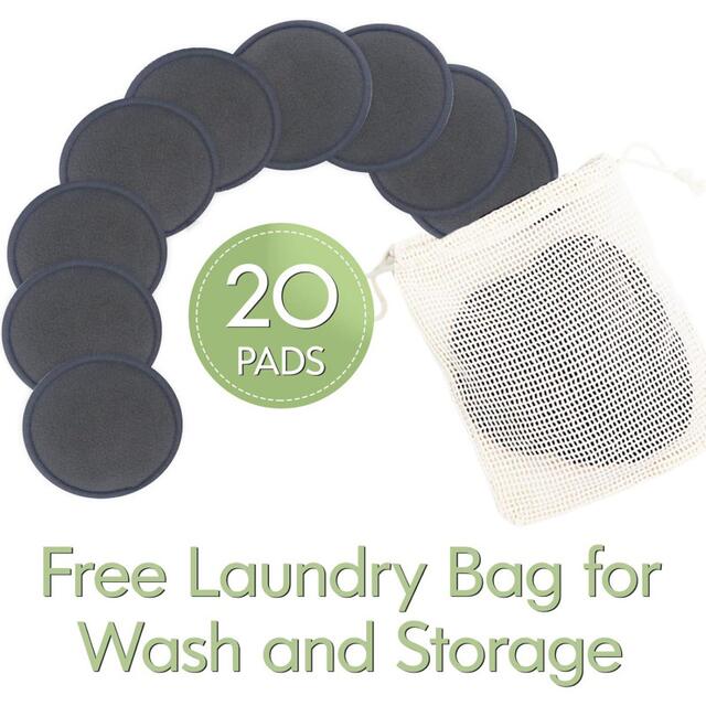 Manufacturer Wholesale Reusable Washable Makeup Remover Cotton Pads Two-Layer Facial Cleansing Pads Bamboo Charcoal Fiber Makeup Remover Pads detail 5