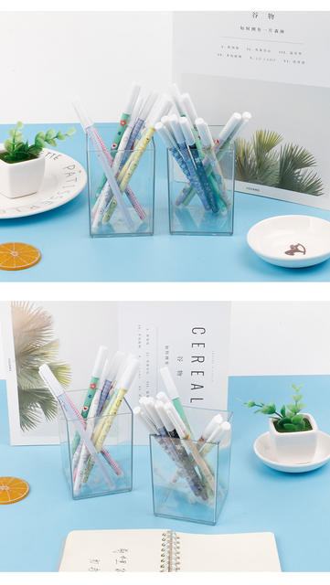 Casual Acrylic Transparent Pen Holder Student Stationery Storage Bucket Office Dormitory Desktop Organizer Makeup Brush Storage Box detail 4