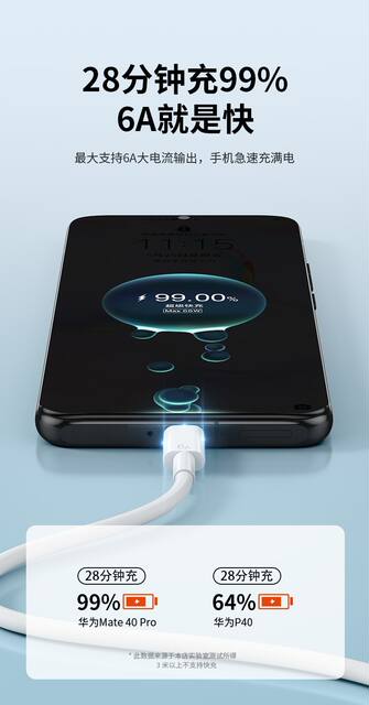 6A data line typec for Huawei data line VIVOPPO millet glory red rice mobile phone super fast charge detail 12