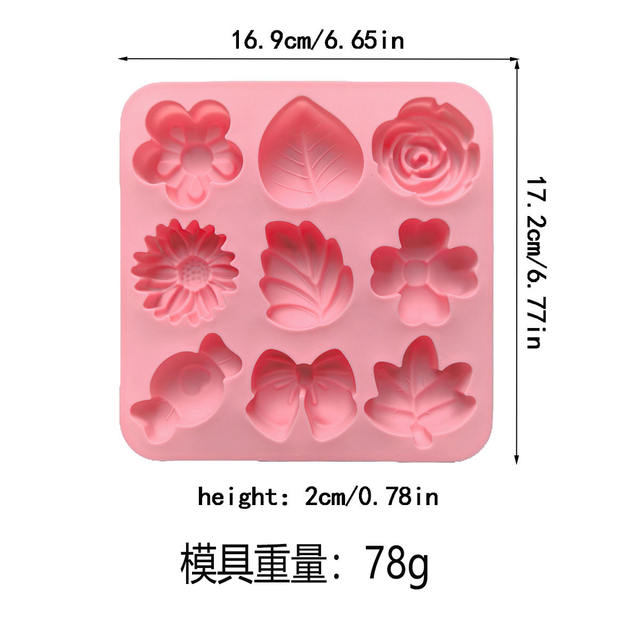 9 different flower-shaped food grade silicone mold chocolate candy jelly jelly mold DIY handmade soap mold detail 2