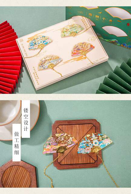 Hangzhou Cultural Travel Metal Bookmark Attractions Commemorate Classical Chinese Style Hollow West Lake Ten Scenery Landmark Cultural Creation Gift Box detail 5