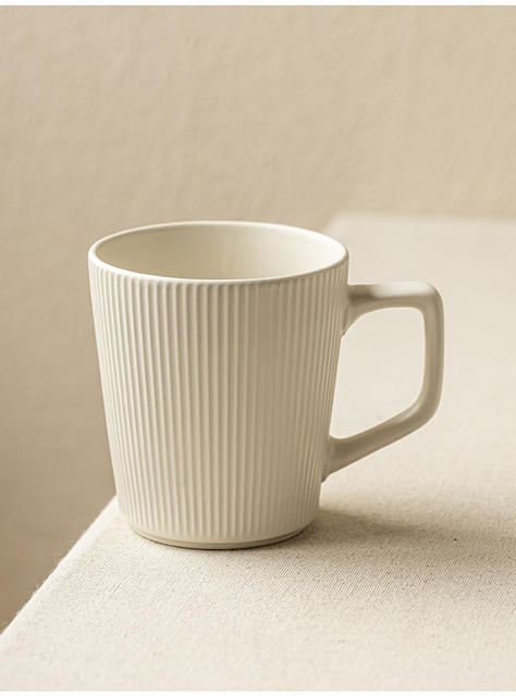 Simple Style Vertical Pattern Ceramic Water Cup High Color Value Household Large Capacity Mug Couple Cup Wholesale for Office detail 5