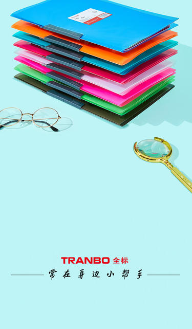 Tranbo/Full Standard Candy Color Colorful a3 Double Pull Rod Rotating Test Paper Clip A4 Transparent Report Clip PP Lover Clip detail 12