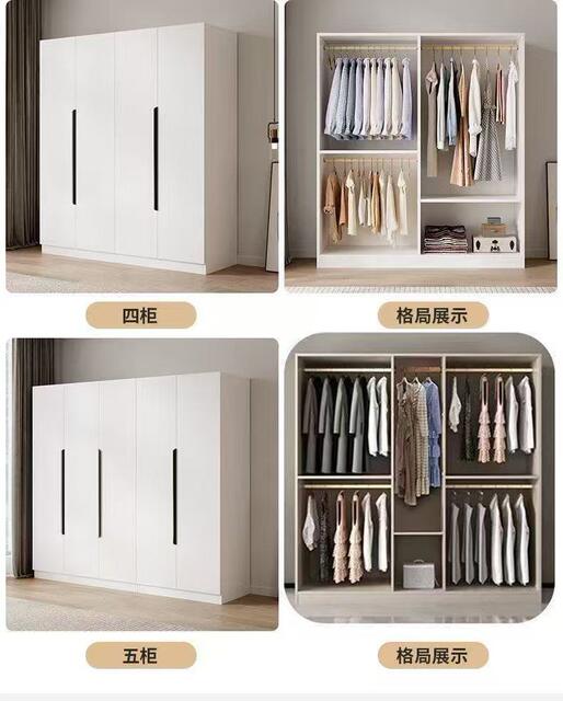 Wardrobe for Home Use, Bedroom Double-Door Storage Cabinet, Simple Modern Design for Rental Apartments, Small Luxury Assembly Storage Cabinet detail 8