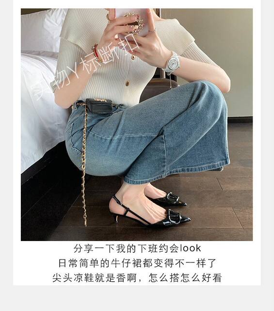 High-End V-Brand Nude Patent Leather High-Heeled Shoes for Women, Summer 2026, Closed-Toe Stiletto Sandals, Pointed Toe French V-Buckle Single Shoes detail 8
