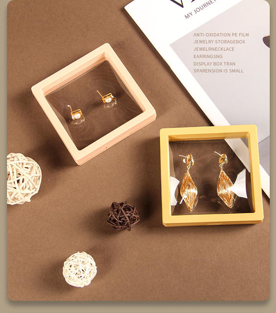 in stock jewelry storage box PE film suspension box transparent display necklace earrings color packaging jewelry gift box detail 12