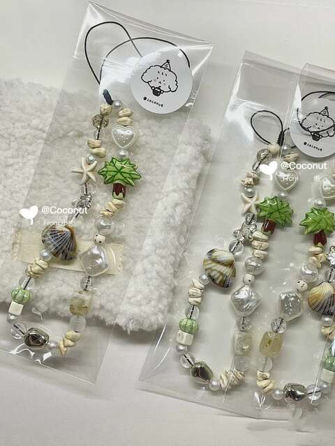 Summer Shell Fresh Phone Charm DIY Beaded Ccd Chain Charm Camera Lanyard Wrist Strap detail 6