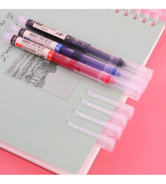 Quick-drying straight-liquid ballpoint pen 0.5mm red and black gel pen office supplies water pen signature pen stationery detail 11