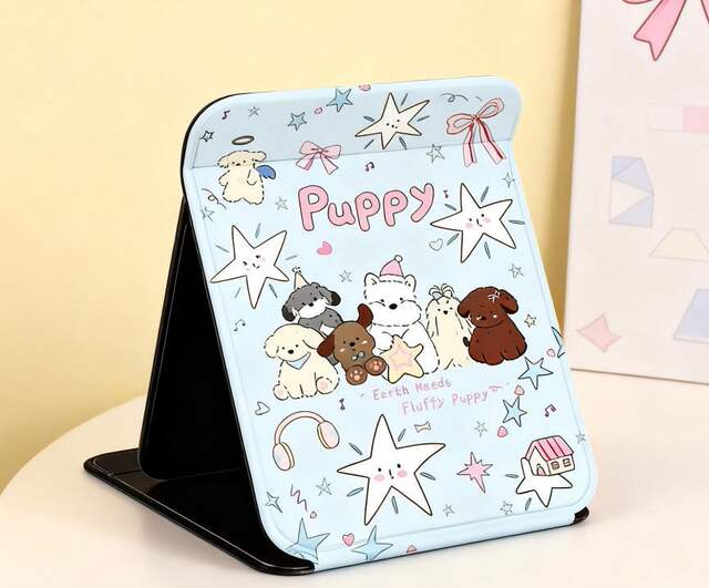 New Mirror Cute Puppy Thickened Anti-Fall Travel Portable Makeup Mirror High-Definition Home Vanity Mirror detail 2